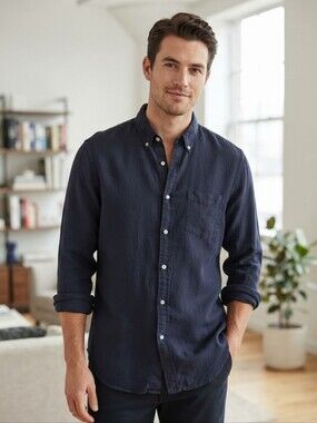 Our Legacy Purple Linen Blend Button Down Shirt Size 48 M
